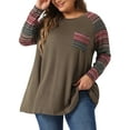 thumbnail image 2 of DARING DIVA Women's Plus Size Long Sleeve Color Block Knit Tunic 2X Coffee, 2 of 6