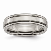 Titanium Grooved Edge 6mm Polished Band Ring - Size 11.5