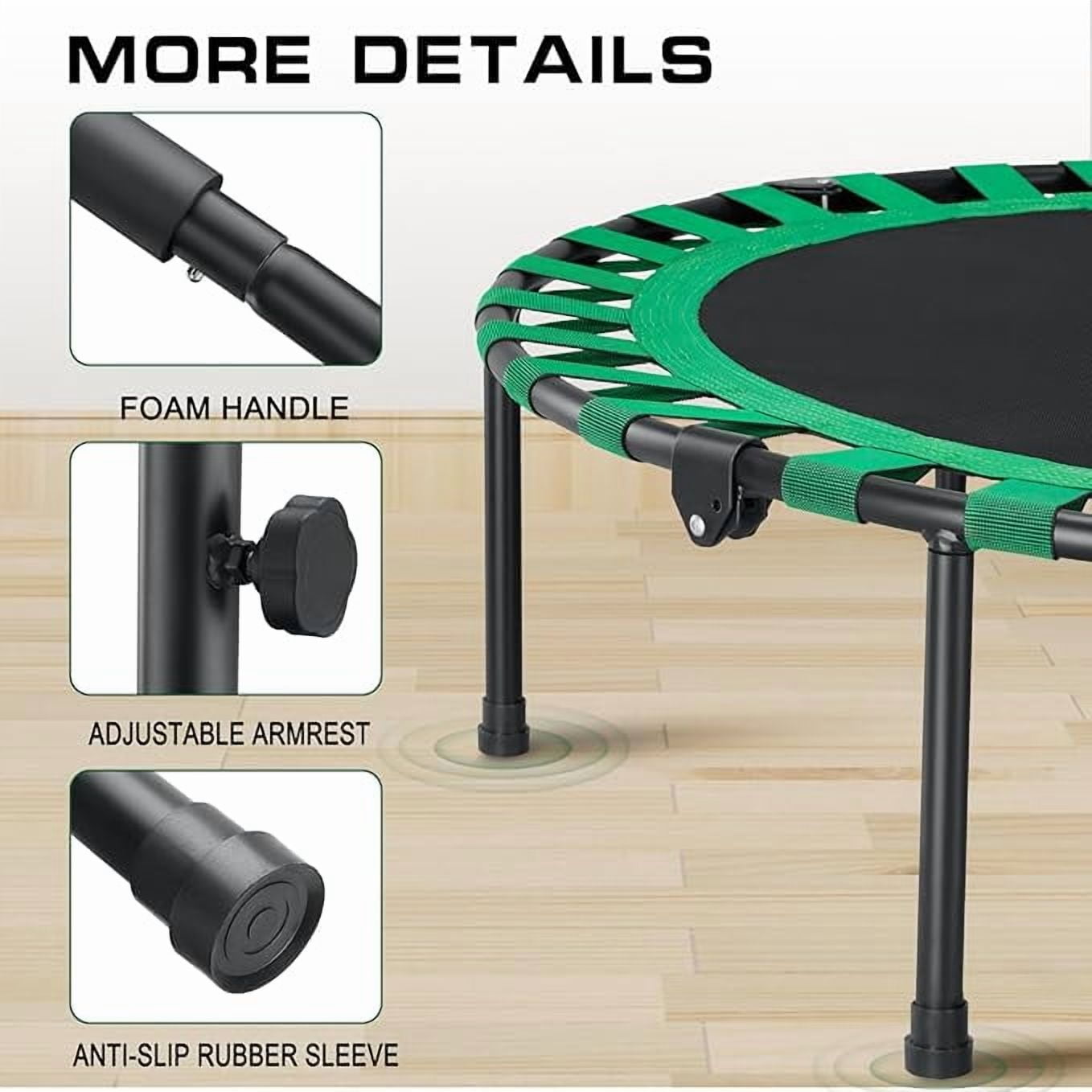 AOTOB 48” Heavy Duty Fitness Trampoline, Foldable Mini Rebounder for Exercise and Durability, Supports 550lbs