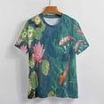 thumbnail image 3 of Lucky Koi Fish Lotus Leaf T Shirts Basic T-Shirt Short Sleeve Ladies Tee Shirt Summer Graphic Clothing, 3 of 6