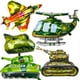 thumbnail image 2 of Globos de decoración para fiestas militares, globos de aluminio con diseño de tanque de combate y camuflaje militar, suministros para fiestas de cumpleaños con temática de camuflaje para niños, 2 of 5