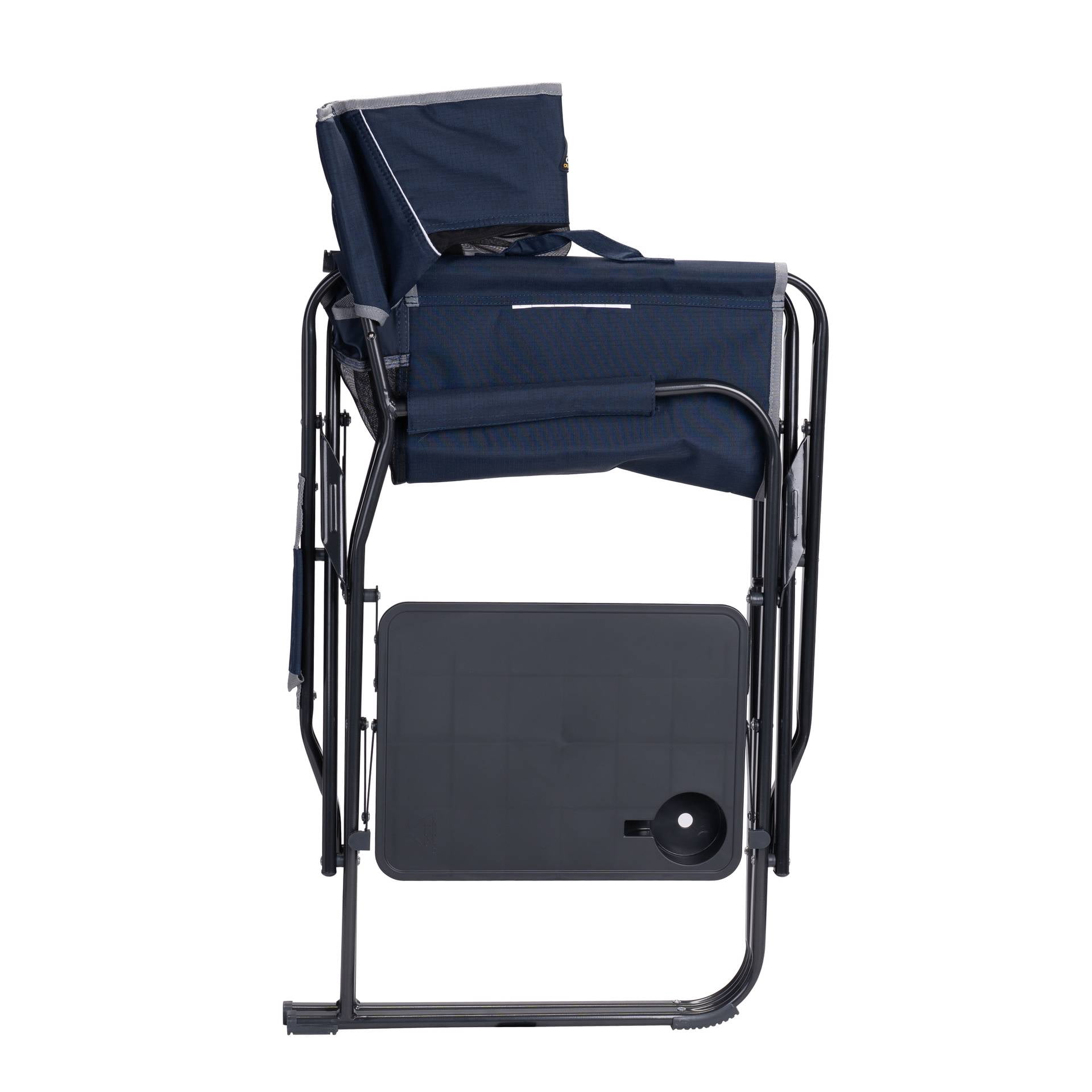 GCI Outdoor Slim-Fold Director's Chair Compact Folding Camp Chair with Side Table, Indigo