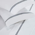 thumbnail image 5 of Superior Fieldstone Embroidered Cotton Bed Sheet Set, Twin XL, White/Navy Blue, 5 of 10