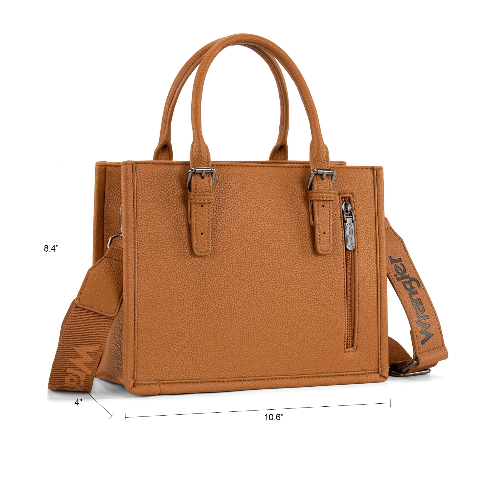 Wrangler Boho Tote Bag for Women Western Purse Retro Top Handle Satchel Handbag with Signature Strap, Brown