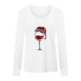 thumbnail image 4 of Pntutb Moda Mujer Cuello en V Camiseta de manga larga Otoño Impresión Blusa suelta tops Pntutb Pntutb-4973, 4 of 5