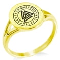 thumbnail image 1 of Stainless Steel Norse Valknut Knot Viking Minimalist Oval Top Polished Statement Signet Ring, 1 of 1