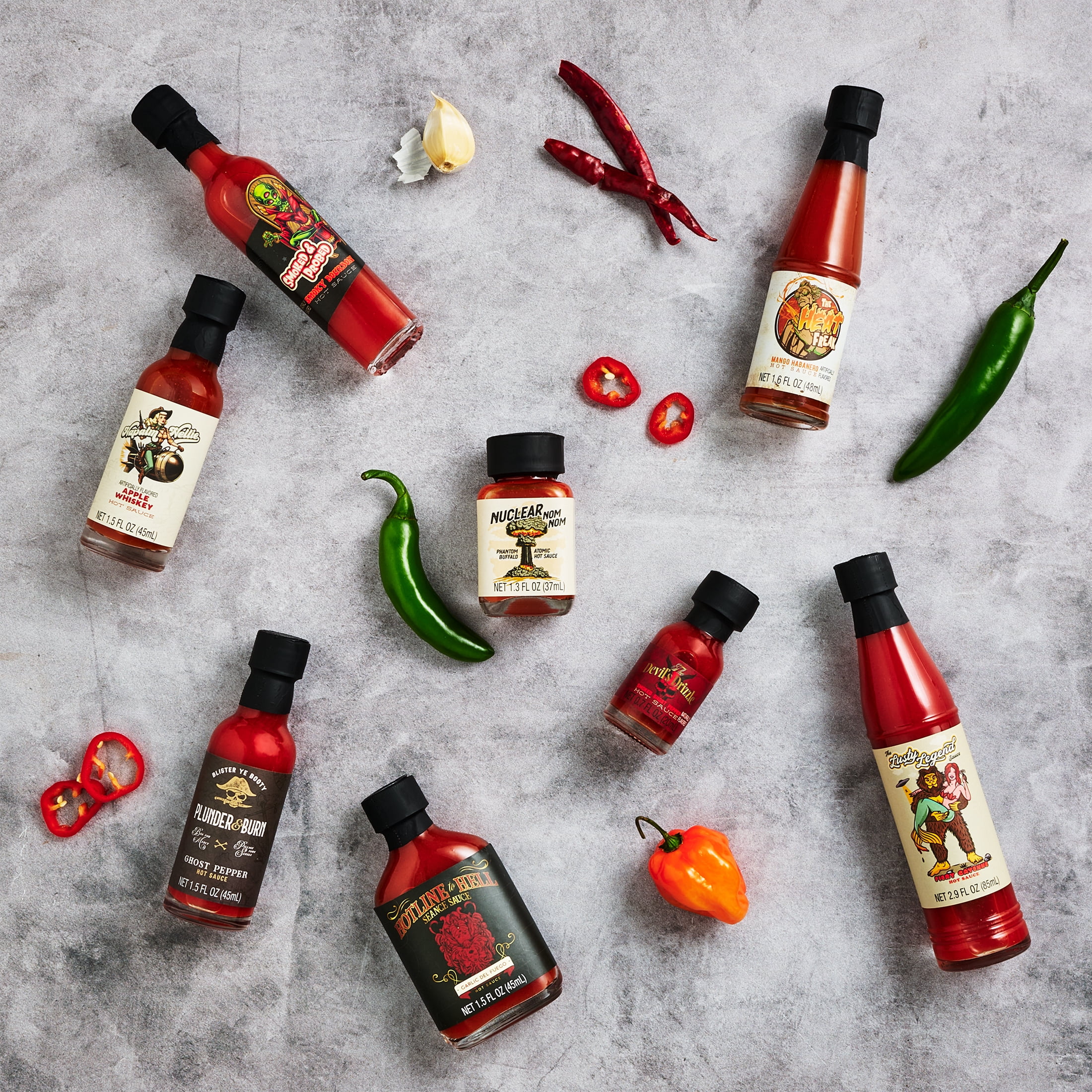 Man Crates Gourmet Hot Sauce Gift Set for Men, Sampler with Mild to Extreme Ghost Pepper Flavors, Unique Hot Sauce Challenge for Father's Day Gifts, Husband, or Spice Lovers, 8-Pack
