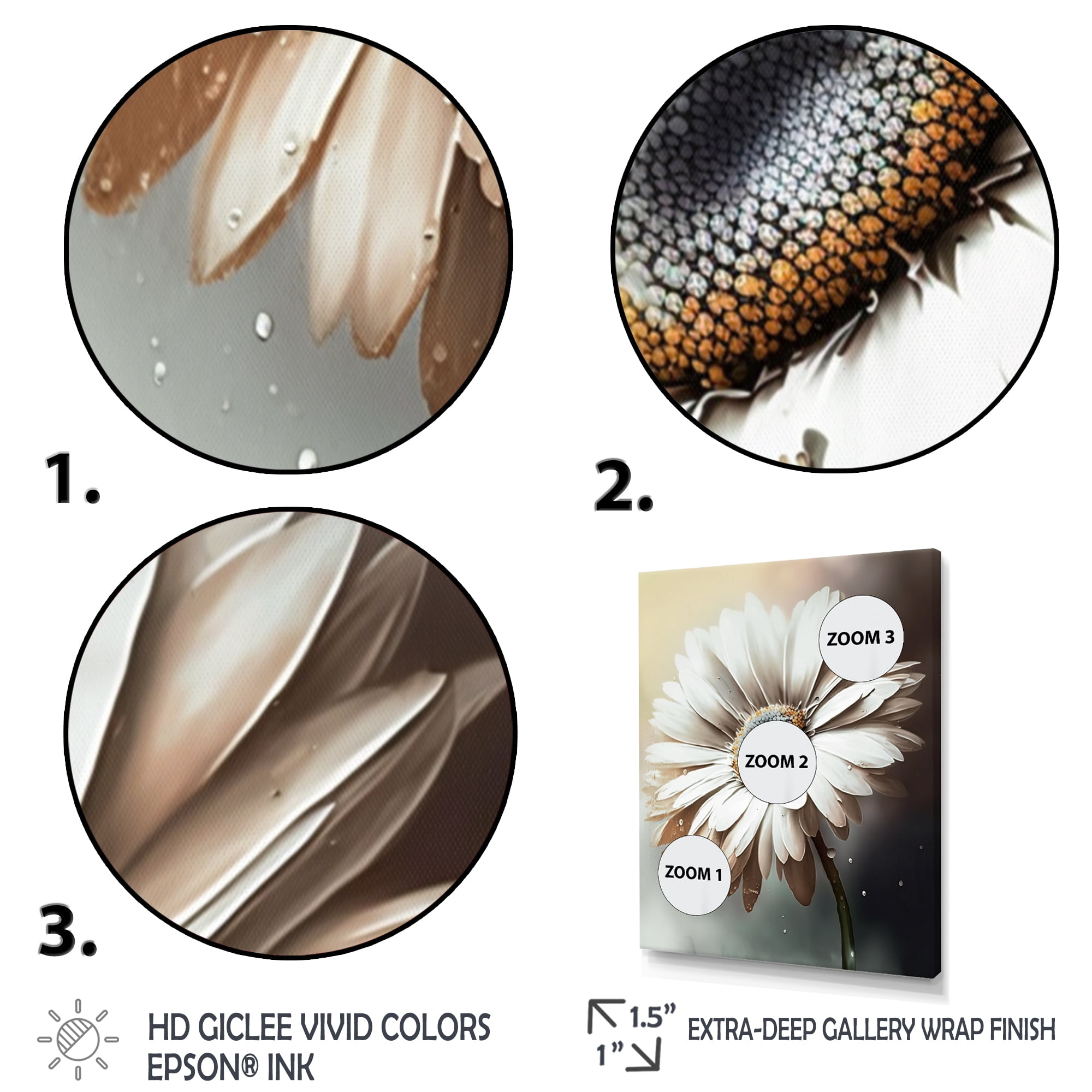 Designart White Gerbera Flowers II Canvas Wall Art
