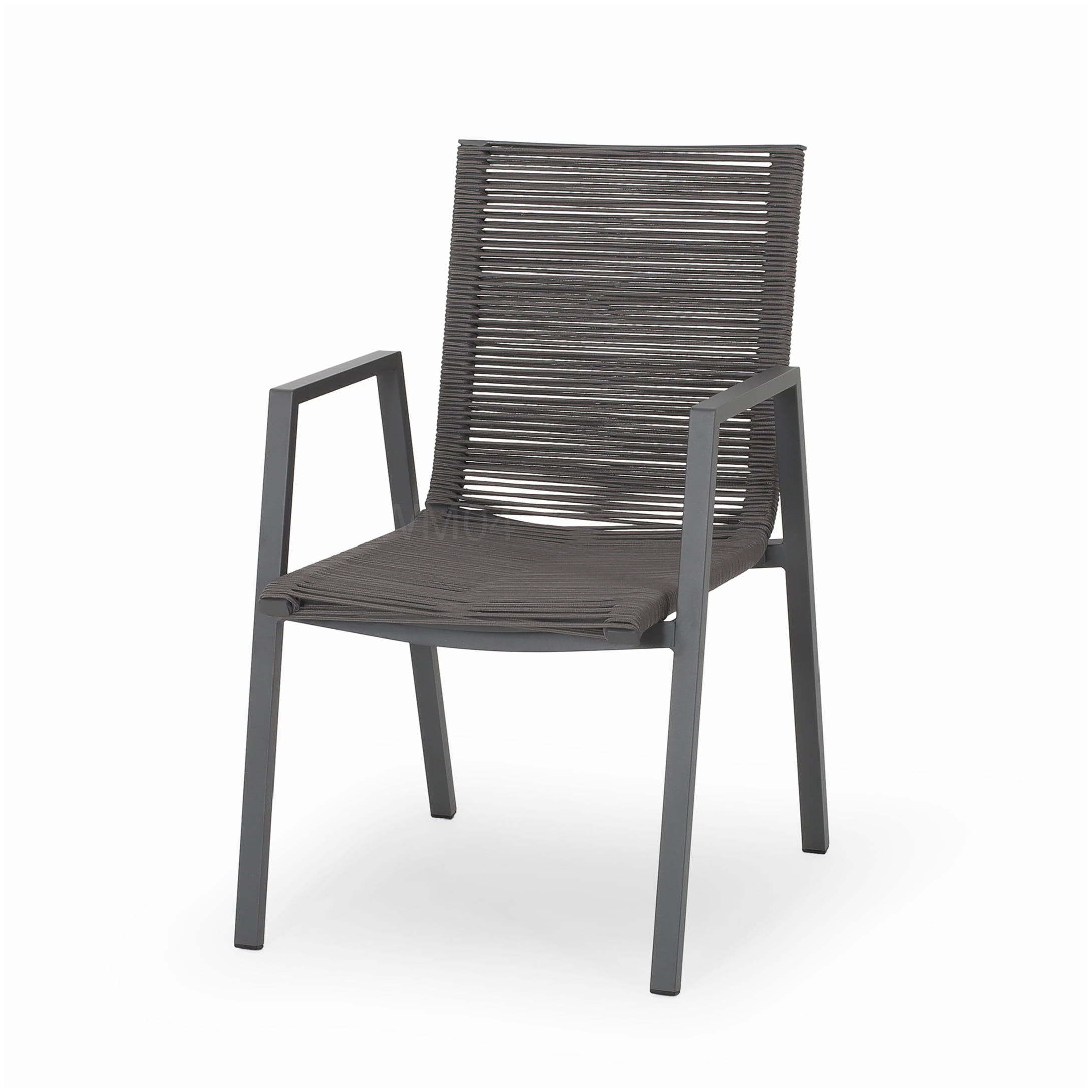 Contemporary Outdoor Chairs Set of 2, Gray Aluminum and Rope Design for Deck Porch Garden