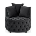 thumbnail image 4 of Rround Upholstered Swivel Chair with 3 Pillows, Velvet Lounge Chair with Movable Wheels, Accent Armless Chair for Living Room Bedroom Lounge Room, Black, 4 of 9