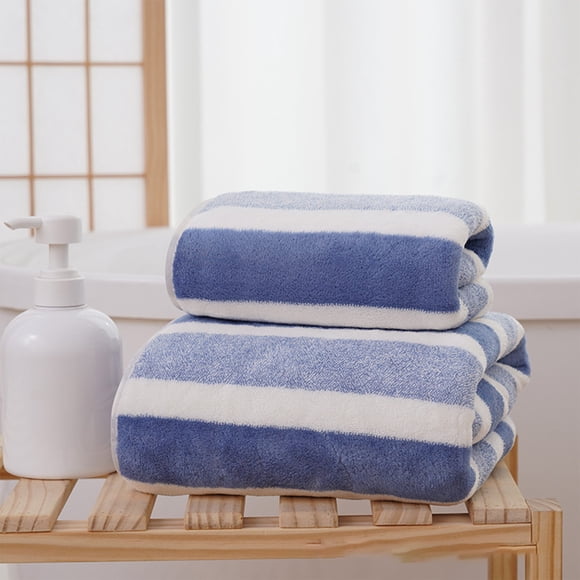 Corals Fleece Bath Towel Set - Lightweight Absorbent Ultras Fluffy Quick Dry Towels, for Travel Vacation Fitness Yoga, Polyester Material, Blue, JKODE