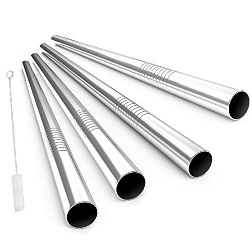 Stainless Steel Drinking Straws, Alink Extra Wide Long Reusable Fat