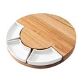 thumbnail image 2 of yuksok Unique Bamboo Cheese Board Platter and Set Cutting with Hidden Slid-Out Drawer white, 2 of 7