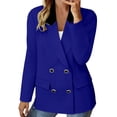 thumbnail image 5 of Xdegoge Womens Double Breasted Blazer Jacket Contrast Lapel Collar Long Sleeve Suit Coat with Buttons Office Business Casual Workwear Professional Outerwear, 5 of 7