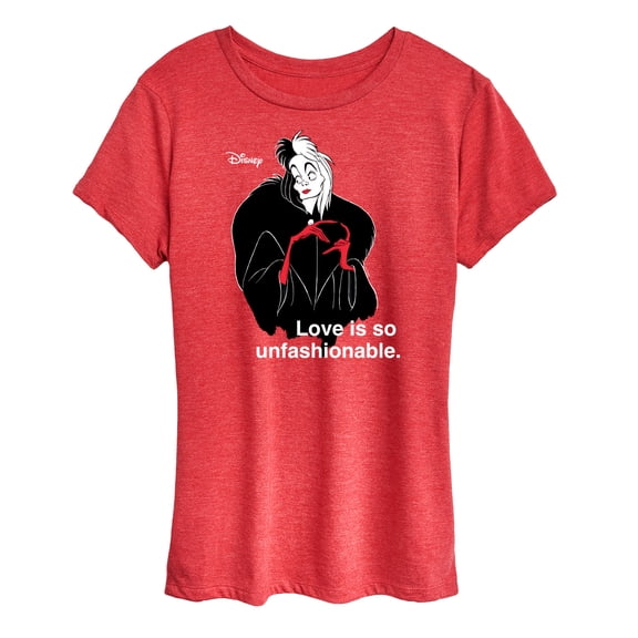 Disney Villains - Cruella De Vil Love Unfasionable Women's Short Sleeve Graphic T-Shirt
