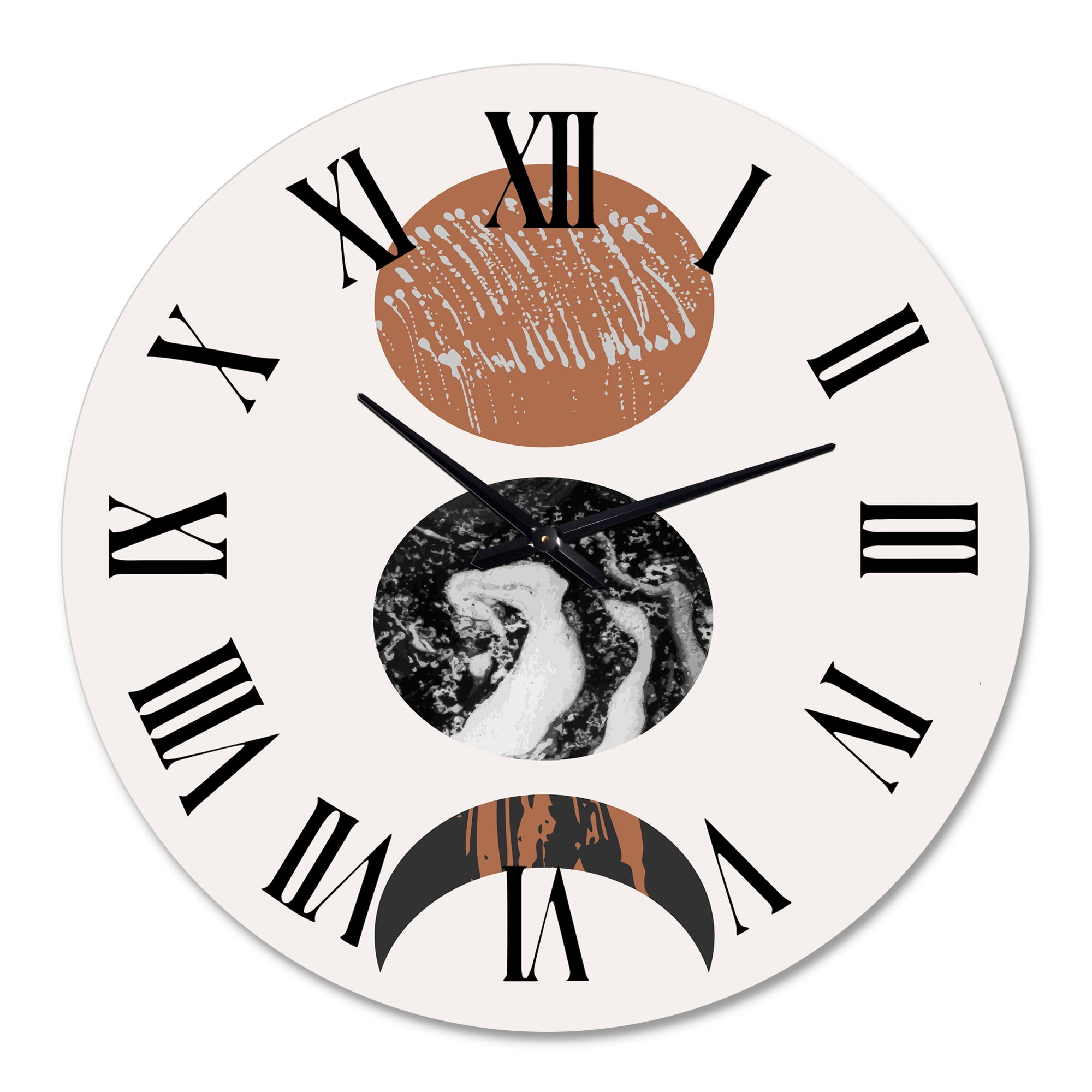 Designart 'Retro Shapes Abstract Suns And Moons' Modern Wall Clock