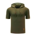 thumbnail image 2 of SEAOPEN Men's Waffle Knit Short Sleeve Hoodie Lightweight Hooded Pullover T Shirts Today Army Green,2XL, 2 of 4