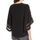 thumbnail image 5 of Camisa de mujer Cuello en V Malla Manga acampanada Top Gasa Blusa informal suelta, Negro, 3XL Sweethay AP002431-06, 5 of 7