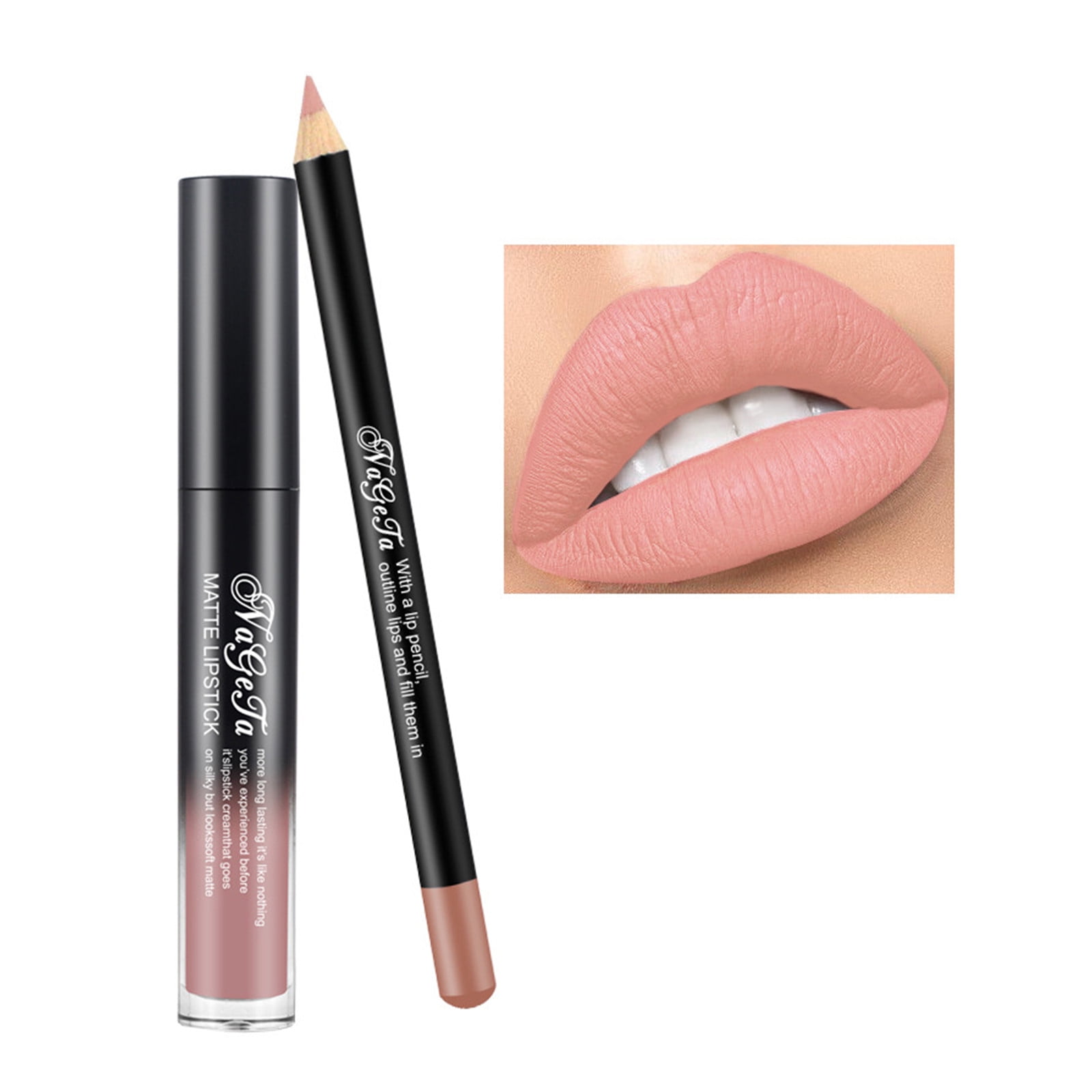 Matte Lipsticks With Lip Liners, Durable Lip Gloss Lasting NonStick Cup Highly Pigmented Velvet