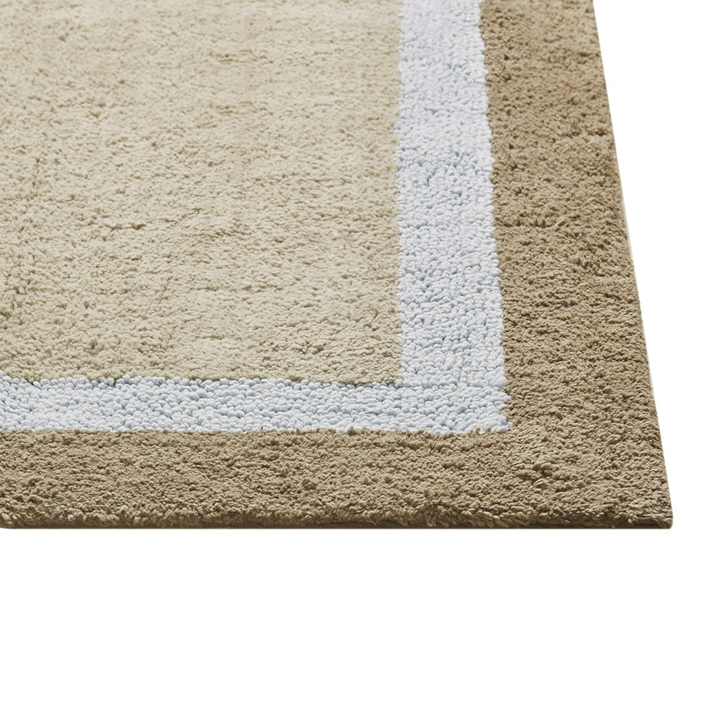 MAYEERTY Non-Slip Bathroom Rug, Medium Pile Cotton Tufted Bath Mat, Machine Washable, Blue, 24"W x 60"L