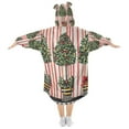 thumbnail image 2 of FORMRS Wearable Blanket Hoodie with Sleeves for Kids Cozy Flannel Sweatshirt, Stripes Trees, 2 of 7