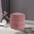 thumbnail image 2 of Otomana Storage HomePop redonda de terciopelo rosa rubor, 2 of 7
