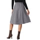 thumbnail image 3 of Falda de cuadros para mujer Inspire Chic, de talle alto, plisada, tipo A, midi, negra, talla S, 3 of 6