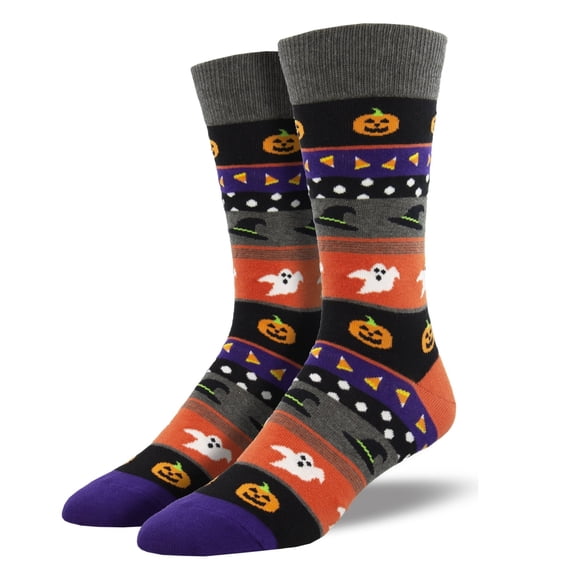 Novelty Socks Halloween Icons Cotton Ghost Candy Corn Pumpkins Mnc2461heg