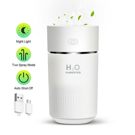 

Air Humidifier with Night Light 360mL Cool Mist Humidifier with 2-Spray Modes Portable Mini Humidifier for Bedroom Office or Travel Whisper-Quiet Auto Shut Off