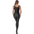 thumbnail image 4 of Zaldita Women Shiny Glossy Tights Sleeveless Swimsuit Bodysuit Leggings Bodystocking Trousers Black XL, 4 of 7