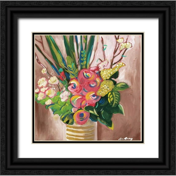 Seay, Anne 26x26 Black Ornate Wood Framed with Double Matting Museum Art Print Titled - Floral Arrangement