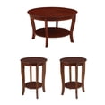 thumbnail image 1 of Pemberly Row Ensemble de 3 - 2 Tables d'Appoint Rondes et Table Basse en Bois d'Acajou, 1 of 12