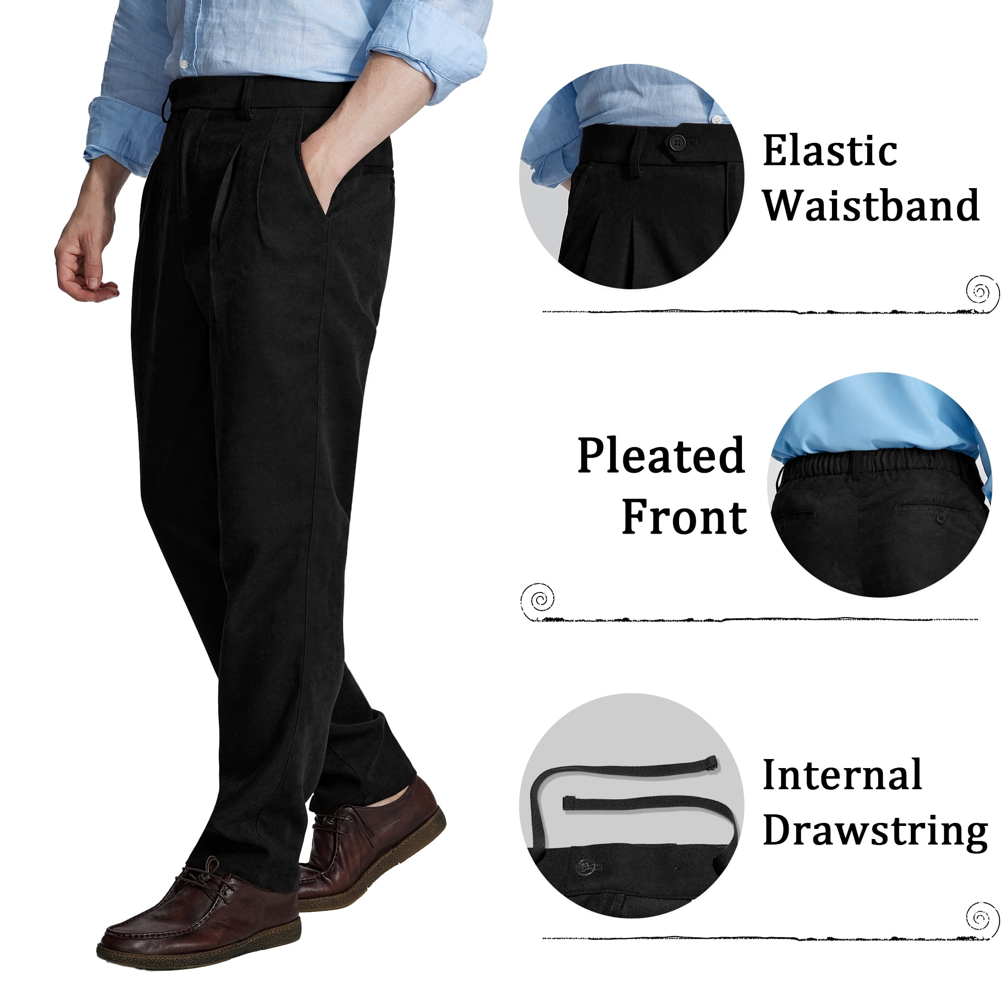 FEDTOSING Pleated Dress Pants for Men Classic Fit 30