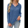 thumbnail image 3 of Sudadera con Capucha de Moda para Mujer, de Larga y Cuello en V, Informal, para Otoño e Invierno. Azul M, 3 of 7