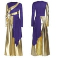 thumbnail image 3 of iiniim Women Metallic Liturgical Praise Dance Costume Loose Fit Wide-Leg Choir Jumpsuit Worship Dancewear Purple XXL, 3 of 6