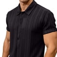 thumbnail image 7 of FRSASU Men's Knit Polo Shirt Vintage Button Down Shirt Short Sleeve Summer Beach Hawaiian Shirts Black, 7 of 7