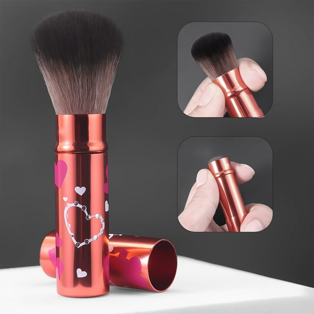 CHUANK 1 Pce Brosse à Joues Portable Multifonction - Poils en Nylon Doux Tige en Métal Non Parfumée Convient à Tous les Types de Peau Design en Forme de Paume pour une Application de Maquillage Facile