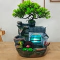 thumbnail image 2 of Aiqidi Desktop Rockery Water Fountain Bonsai Ornament Imitation Roof Windmills Waterfall w/LED for Home Office Bedroom Table Decor, 2 of 12