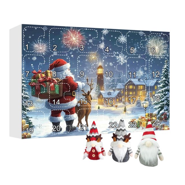 Calendario de Adviento de Navidad 2025 con muñeco de gnomo coleccionable. Calendario de Adviento de 24 días de Navidad. Regalos navideños para adultos y niños.