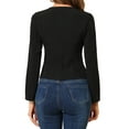 thumbnail image 3 of Unique Bargains Women's Casual Fall Button Front Elegant Work Office Blazer Jacket L Black, 3 of 7