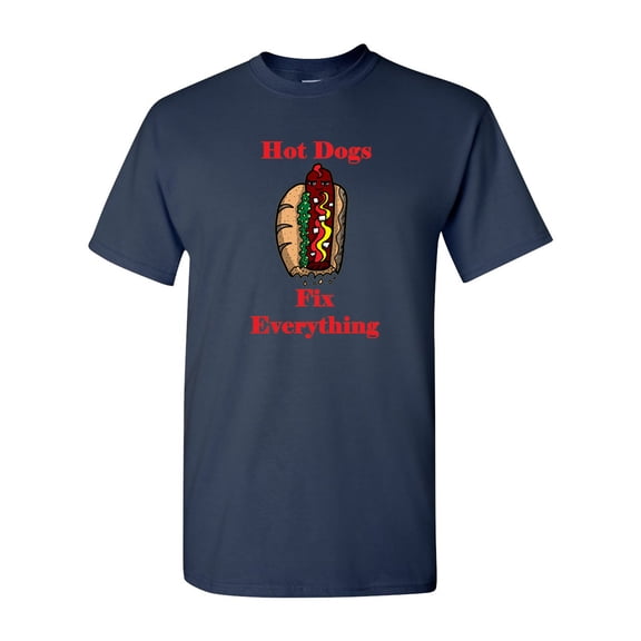 Hot Dogs Fix Everything Adult DT T-Shirts Tee