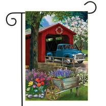 Briarwood Lane Bridge in Bloom Spring Garden Flag