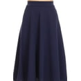 thumbnail image 5 of Women's Solid Basic Casual Elastic Waist A-line Flared Midi Skirt S-3XL, 5 of 7