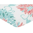 thumbnail image 3 of Sweet Jojo Designs Emma Blue and Coral Fitted Crib Sheet, 3 of 6