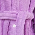 thumbnail image 4 of OGLCCG Boys Girls Flannle Hooded Robes Long Sleeve Plush Soft Fuzzy Bathrobe for Kids Solid Color Spa Robes Sleepwear 3-8 Years, 4 of 5