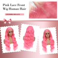 thumbnail image 4 of Peluca MIGURA, cabello humano ondulado con encaje en la parte delantera, rosa, 20 pulgadas, 4 of 6