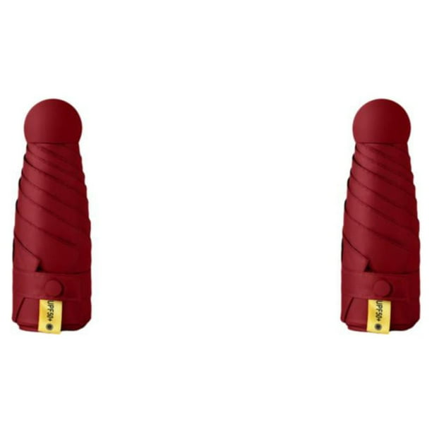 Billuyoard Paraguas lluvioso Mini sombrilla Protección solar Suministros para exteriores Atractivo Vino rojo 2piezas