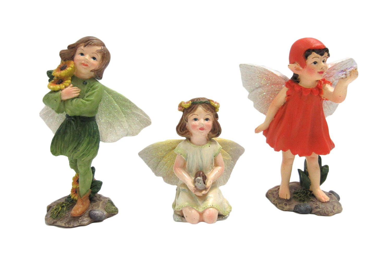 Miniature Garden Fairy Whispering Ladybug Figurine  3" H Small Faery Collection 