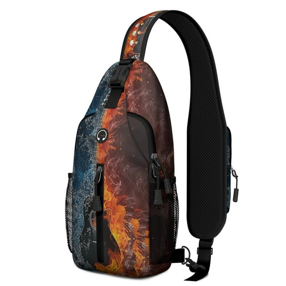 Sports Sling Bag for Men with Soccer Baseball Football Print, Lightweight Crossbody Backpack for Athletes