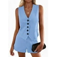 thumbnail image 3 of PRETTYGARDEN 2 Piece Sets for Women Spring Fashion Button Vest Tops High Waist Shorts Summer Business Casual Outfits, 3 of 10